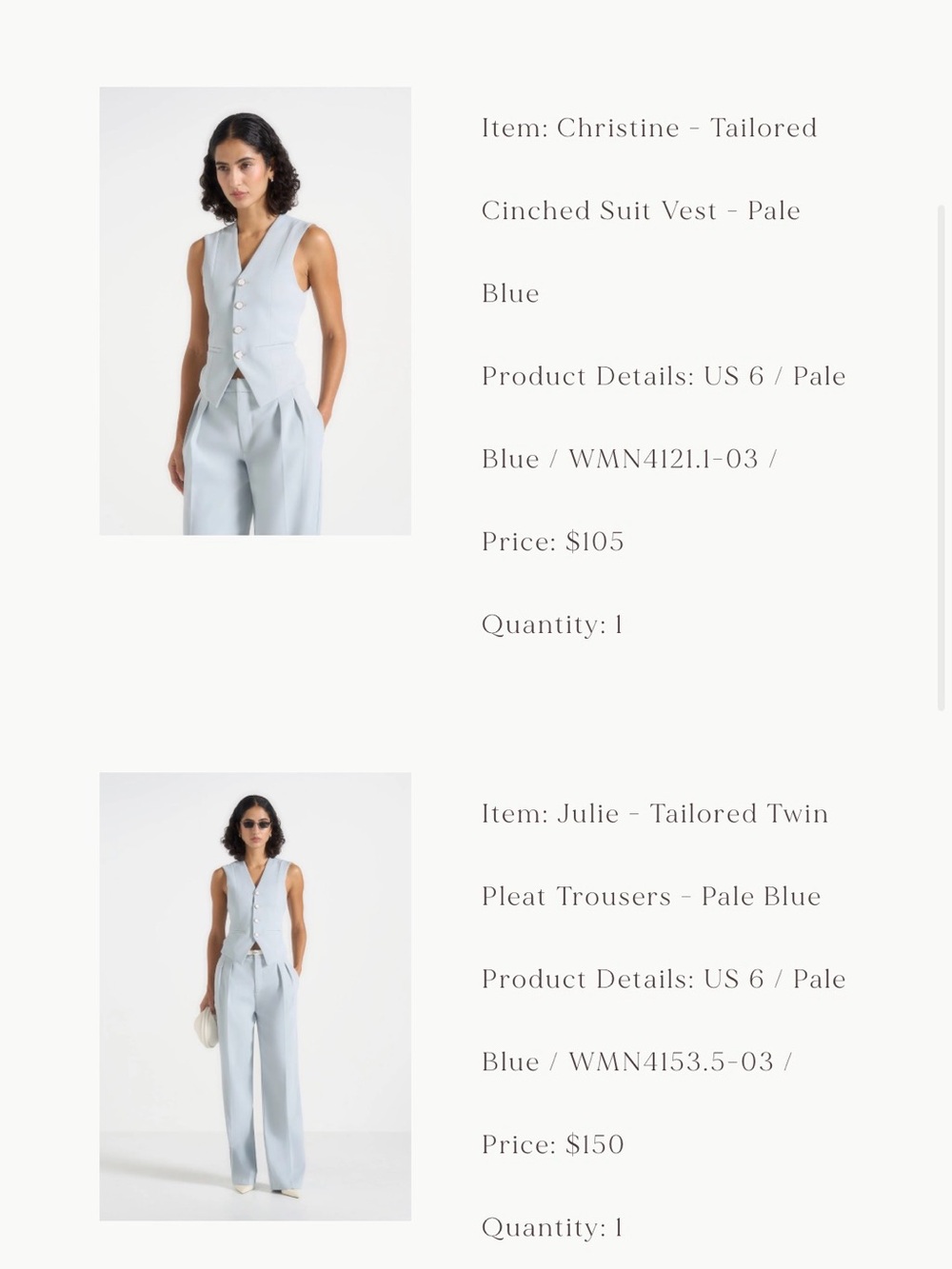Manière De Voir Pale Blue Wide-Leg Pleat Trousers and Suit Vest